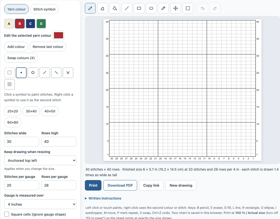 Knitting chart maker example