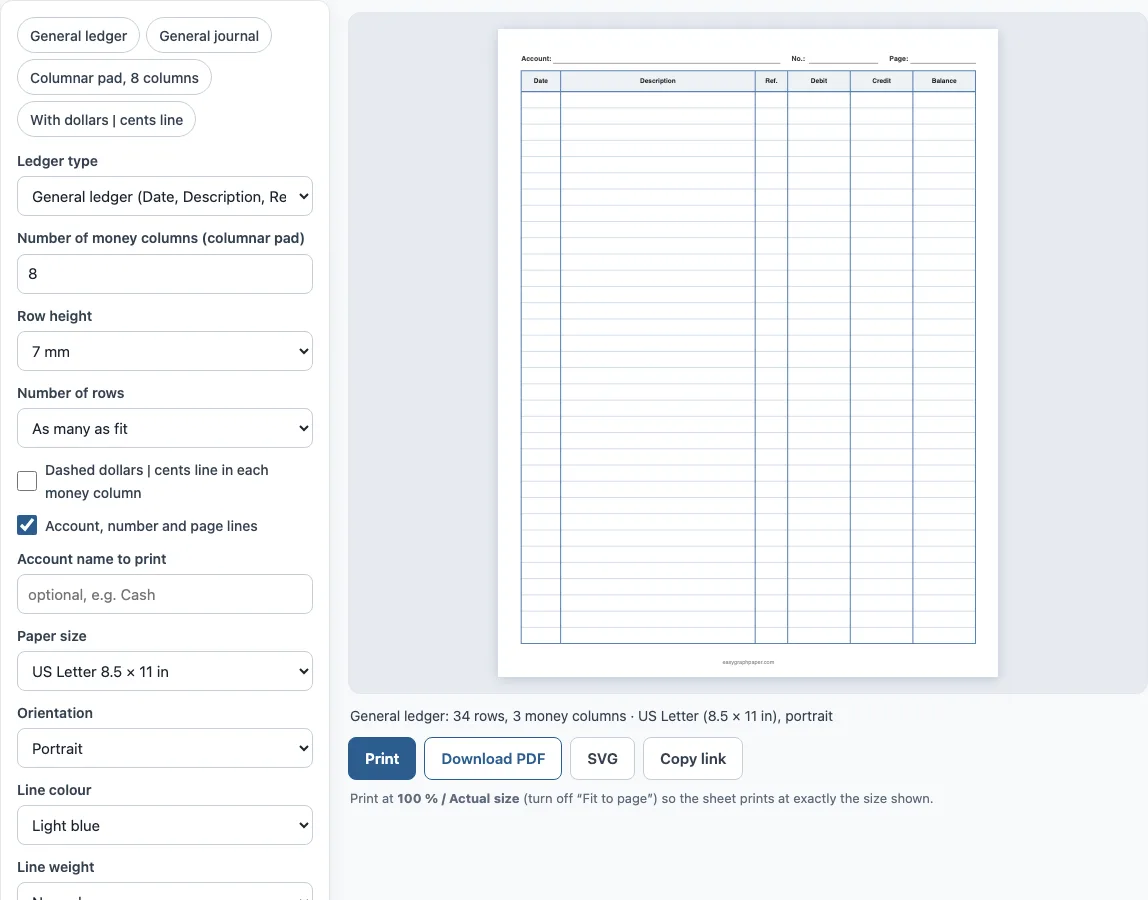 Ledger paper example