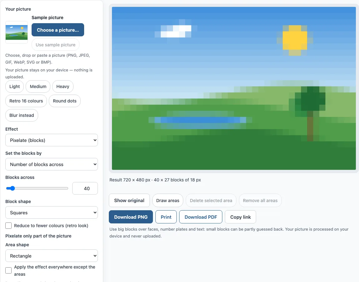 Pixelate image example