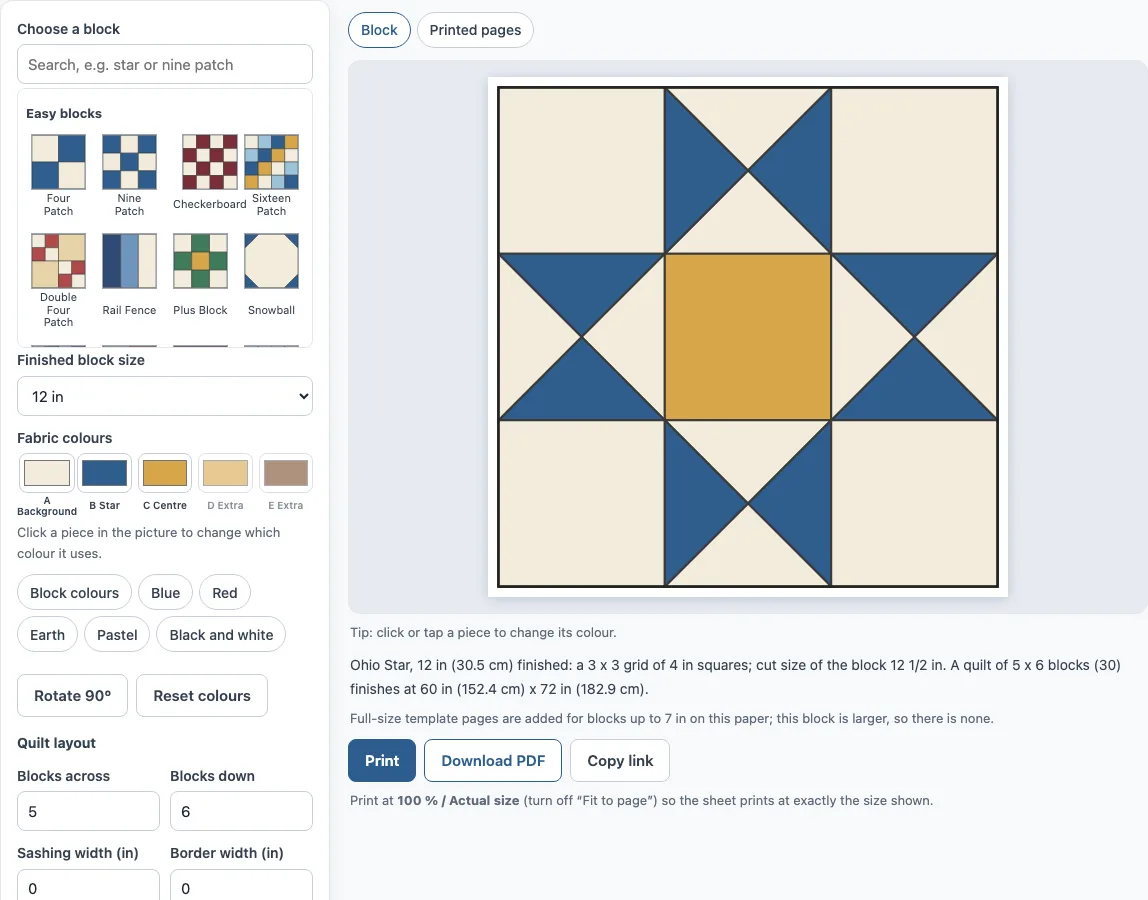Quilt block patterns example